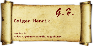 Gaiger Henrik névjegykártya